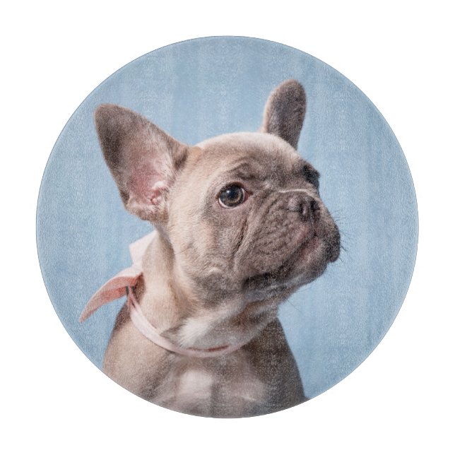 Niedliche Kleintiere | French Bulldog Pink Bow Schneidebrett (Vorderseite)