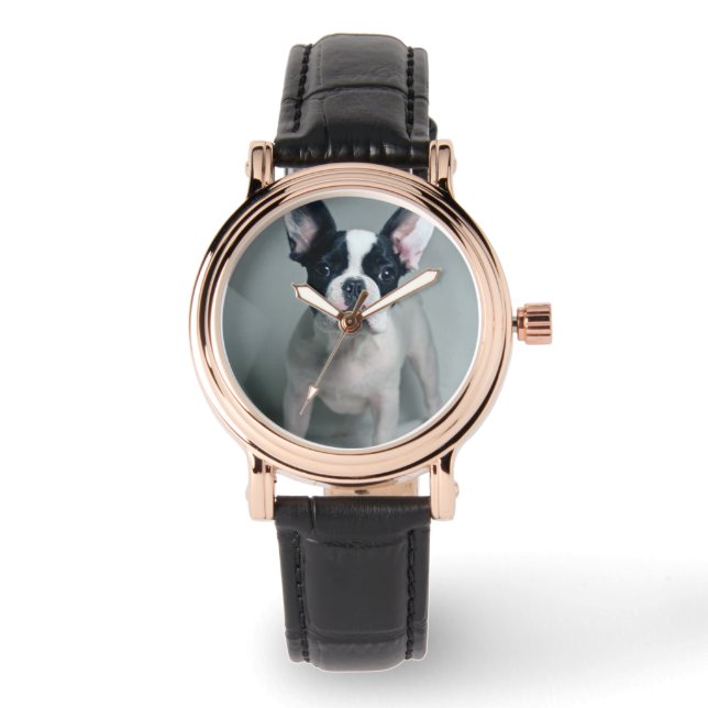 Niedliche Kleintiere | French Bulldog Puppy Armbanduhr (Vorderseite)