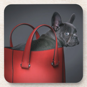 Niedliche Kleintiere French Bulldog Red Hand Bag Getränkeuntersetzer
