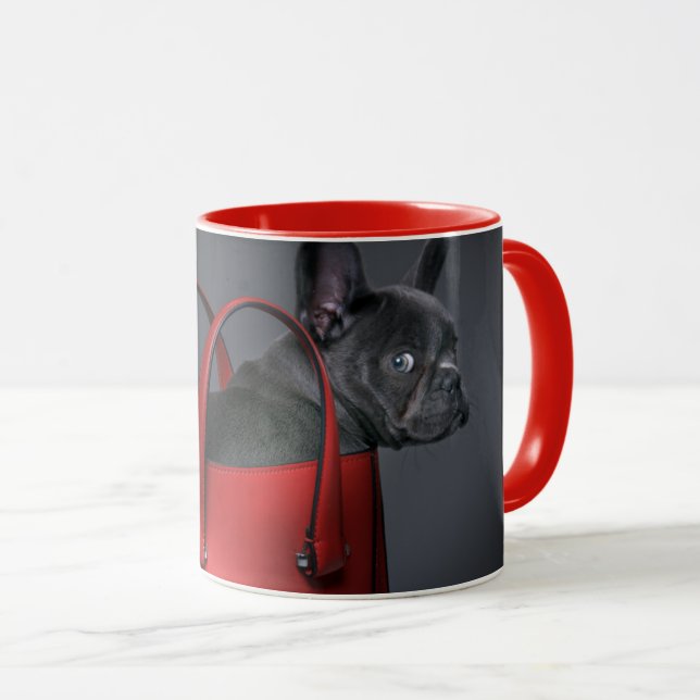 Niedliche Kleintiere | French Bulldog Red Hand Bag Tasse (VorderseiteRechts)
