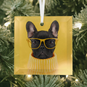 Niedliche Kleintiere   French Bulldog-Sonnenbrille Ornament Aus Glas
