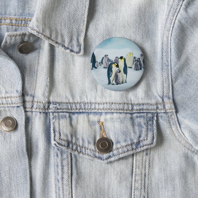 Niedliche Kleintiere | Fütternd Baby Pinguin Button (Beispiel)