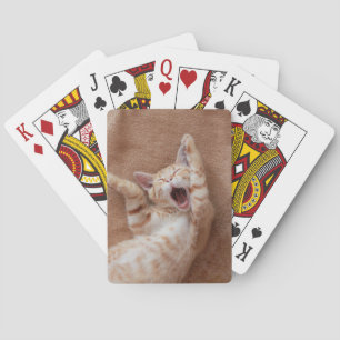 Niedliche Kleintiere Ginger Kitten Yawning Spielkarten