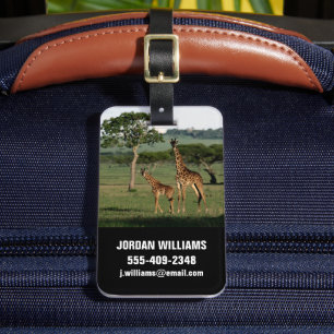 Niedliche Kleintiere   Giraffe Calf & Mama Gepäckanhänger