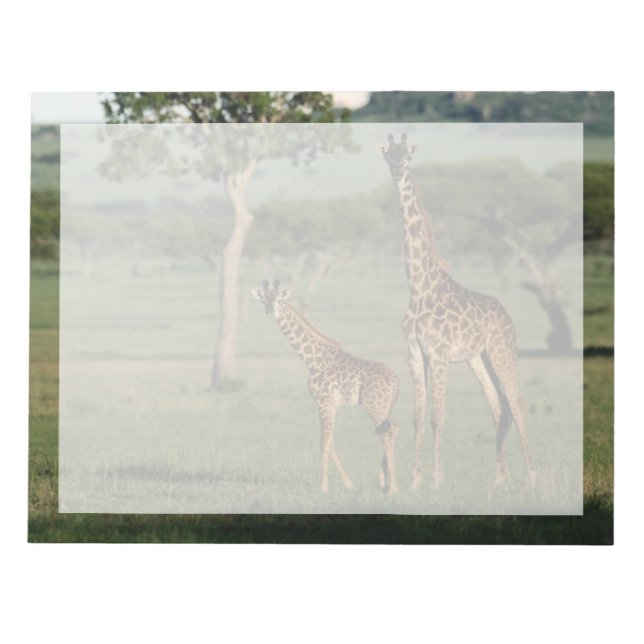 Niedliche Kleintiere | Giraffe Calf & Mama Notizblock (Vorderseite)