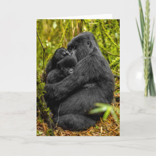Niedliche Kleintiere   Gorilla & Baby Karte