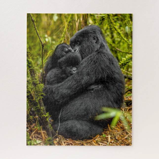 Niedliche Kleintiere | Gorilla & Baby Puzzle (Vertikal)