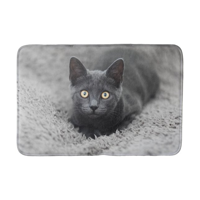 Niedliche Kleintiere | Graue Katze Badematte (Vorderseite)
