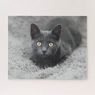 Niedliche Kleintiere   Graue Katze Puzzle