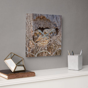 Niedliche Kleintiere Große Horned Chips Quadratische Wanduhr