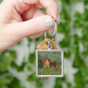 Niedliche Kleintiere Hirsch und Baby Schlüsselanhänger
