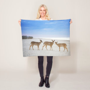Niedliche Kleintiere Hirsche am Strand Fleecedecke