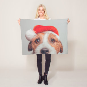Niedliche Kleintiere Jack Russell Dog Santa Clau Fleecedecke