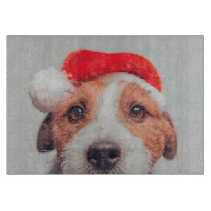 Niedliche Kleintiere Jack Russell Dog Santa Clau Schneidebrett