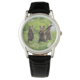 Niedliche Kleintiere   Kamchatka Brown Bear Cubs Armbanduhr