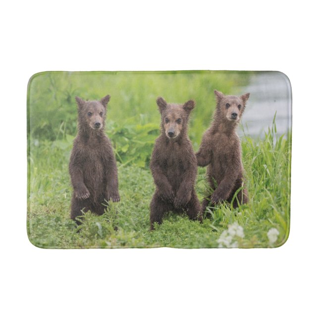 Niedliche Kleintiere | Kamchatka Brown Bear Cubs Badematte (Vorderseite)