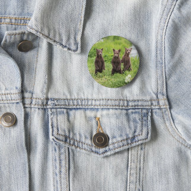 Niedliche Kleintiere | Kamchatka Brown Bear Cubs Button (Beispiel)