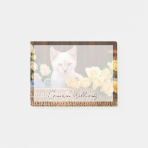 Niedliche Kleintiere   Kätzchen und Gelbe Rosen Post-it Klebezettel