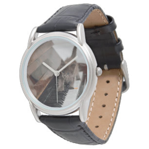 Niedliche Kleintiere   Kitten auf Piano Armbanduhr