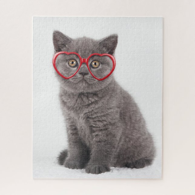 Niedliche Kleintiere | Kitten Heart Glasses Puzzle (Vertikal)