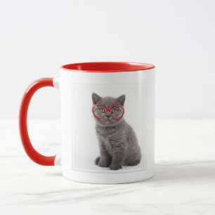 Niedliche Kleintiere   Kitten Heart Glasses Tasse