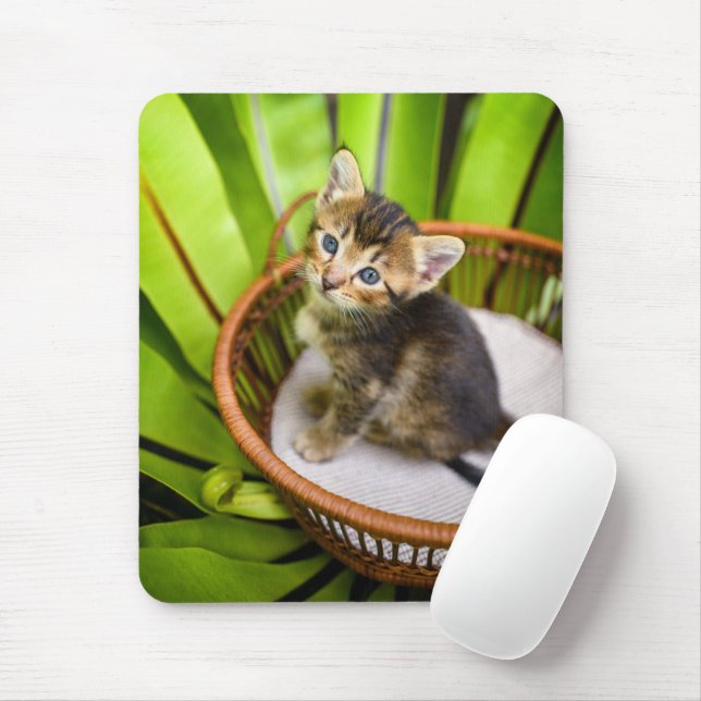 Niedliche Kleintiere | Kitten in Basket Mousepad (Mit Mouse)