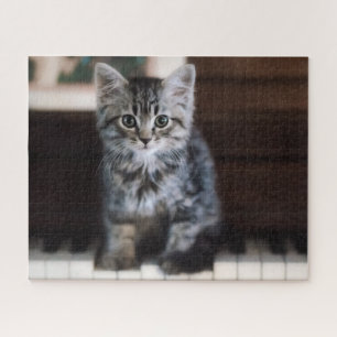 Niedliche Kleintiere Kitten on Piano Keys Puzzle