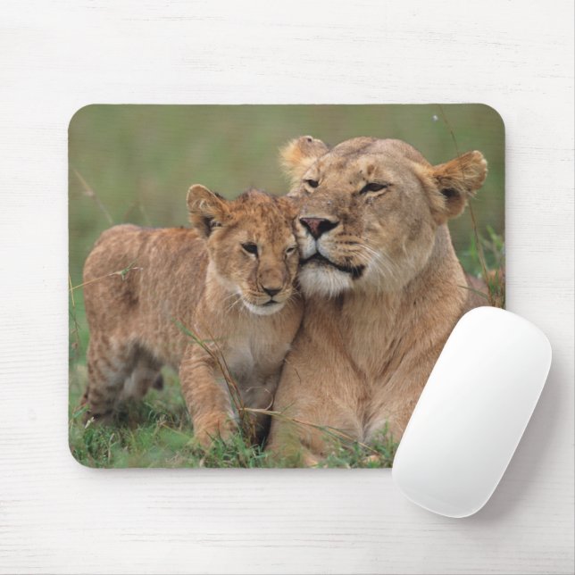Niedliche Kleintiere | Lion Cub & Mother Mousepad (Mit Mouse)