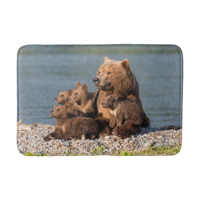 Niedliche Kleintiere | Mutter Bären & Cubs Badematte (Vorderseite)