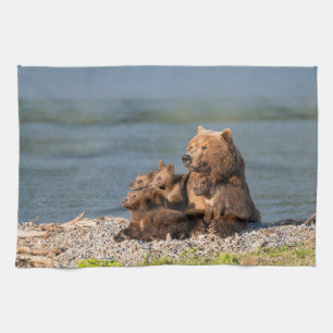 Niedliche Kleintiere Mutter Bären & Cubs Geschirrtuch
