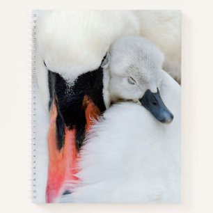 Niedliche Kleintiere Mutter und Baby Mute Swan Notizbuch