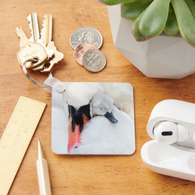 Niedliche Kleintiere | Mutter und Baby Mute Swan Schlüsselanhänger (Schreibtisch)