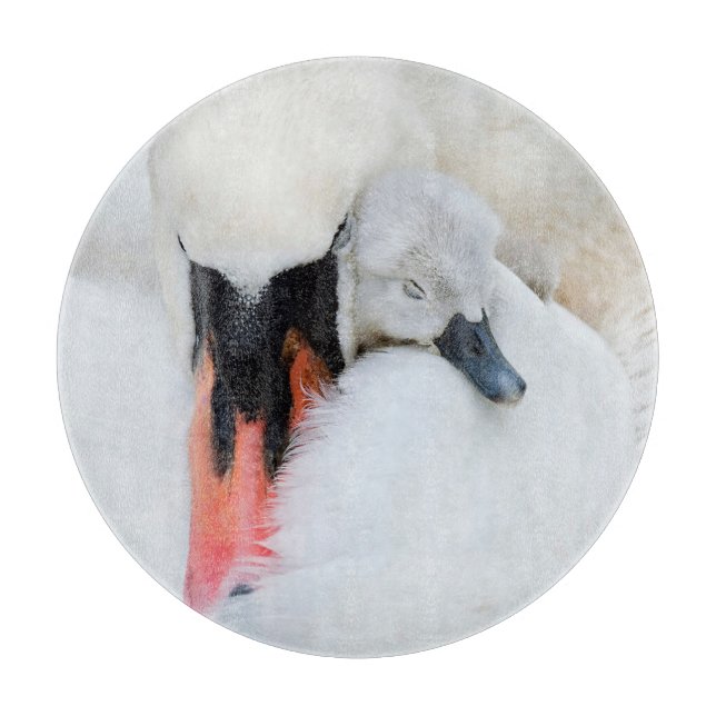 Niedliche Kleintiere | Mutter und Baby Mute Swan Schneidebrett (Vorderseite)