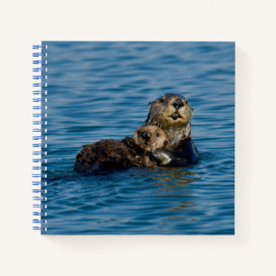 Niedliche Kleintiere   Mutter und Baby Sea Otter Notizbuch