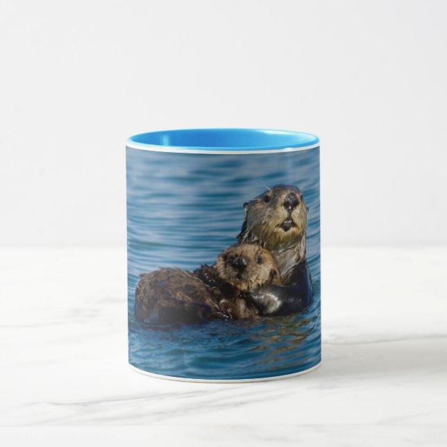 Niedliche Kleintiere | Mutter und Baby Sea Otter Tasse (Zentrum)