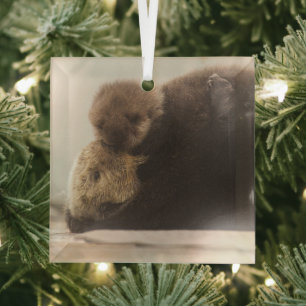 Niedliche Kleintiere   Neugeborene Otter Pup Ornament Aus Glas
