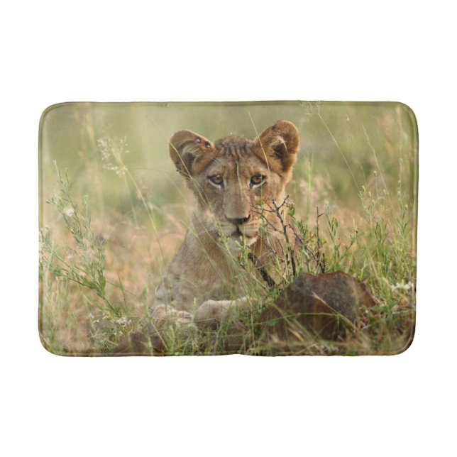 Niedliche Kleintiere | Niedlich Baby Lion Cub Badematte (Vorderseite)