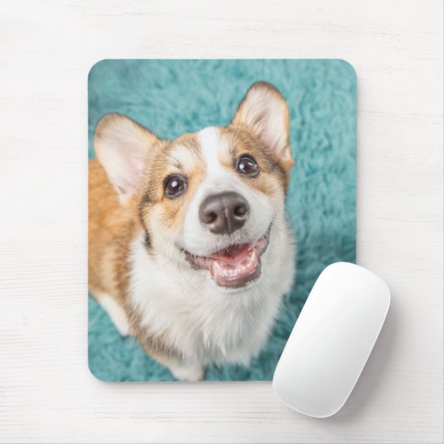 Niedliche Kleintiere | Niedlich Corgi Puppy Smile Mousepad (Mit Mouse)