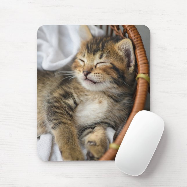 Niedliche Kleintiere | Niedlicher Tabby Cat Sleepi Mousepad (Mit Mouse)