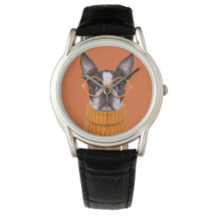 Niedliche Kleintiere   Orange Boston Terrier Armbanduhr