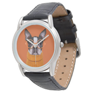 Niedliche Kleintiere   Orange Boston Terrier Armbanduhr