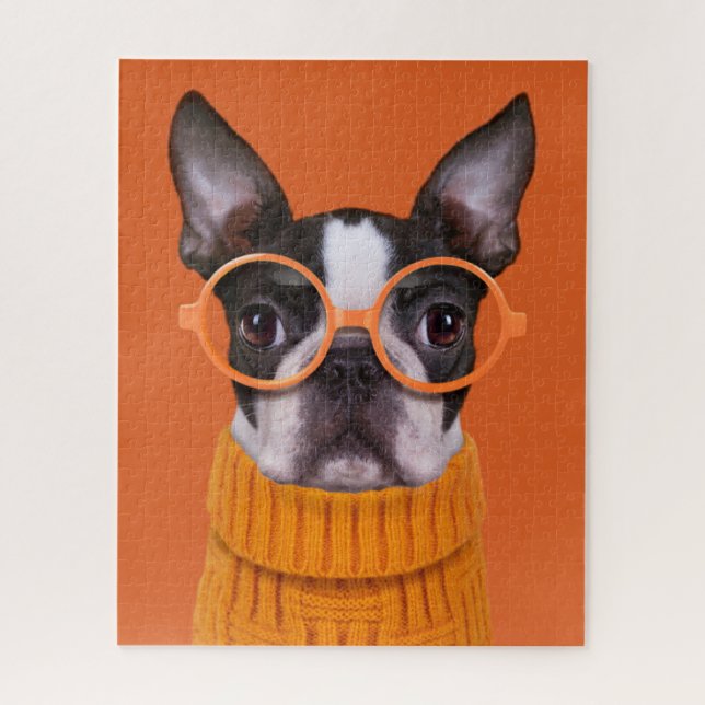 Niedliche Kleintiere | Orange Boston Terrier Puzzle (Vertikal)