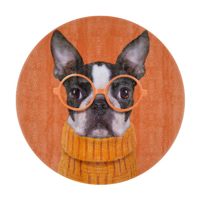 Niedliche Kleintiere | Orange Boston Terrier Schneidebrett (Vorderseite)