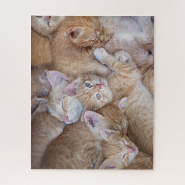 Niedliche Kleintiere | Orange Kitten Pile Puzzle (Vertikal)