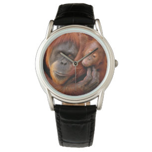Niedliche Kleintiere Orangutan Mama & Baby Armbanduhr
