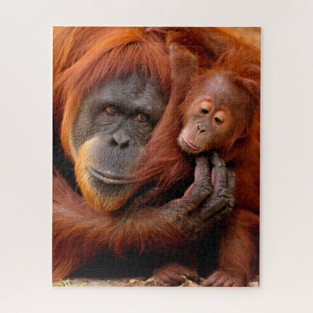 Niedliche Kleintiere | Orangutan Mama & Baby Puzzle (Vertikal)