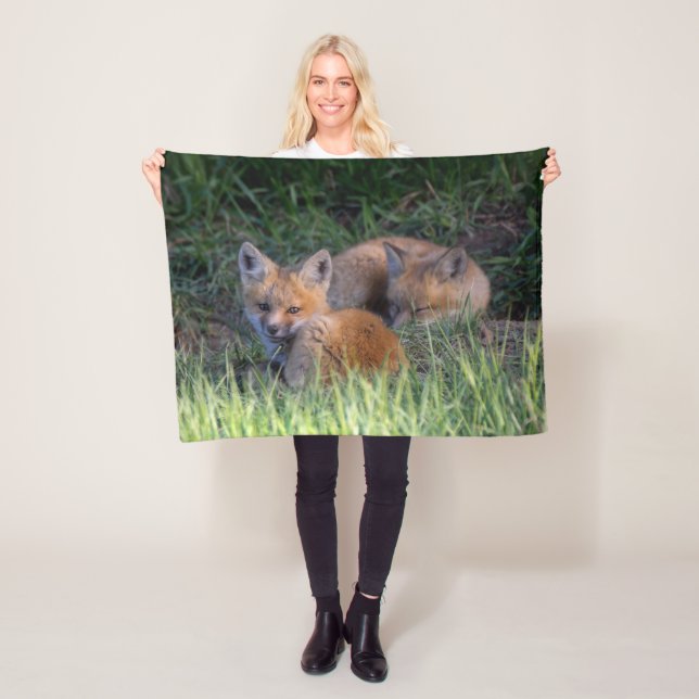 Niedliche Kleintiere | Paar von Red Fox Kit Geschw Fleecedecke (Beispiel)