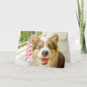 Niedliche Kleintiere   Patriotic Corgi Puppy Karte