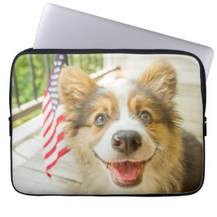 Niedliche Kleintiere Patriotic Corgi Puppy Laptopschutzhülle