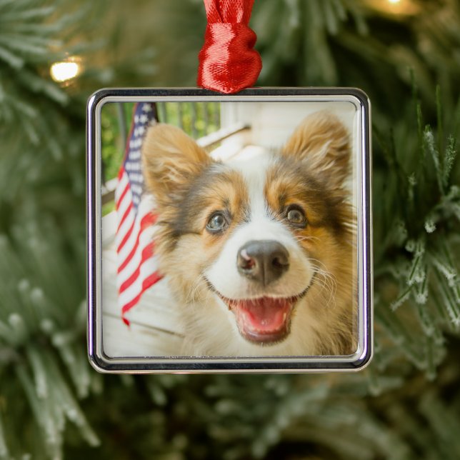 Niedliche Kleintiere | Patriotic Corgi Puppy Ornament Aus Metall (Baum)